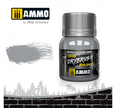 Dio Drybrush paint Ammo Medium Grey A.MIG-0602