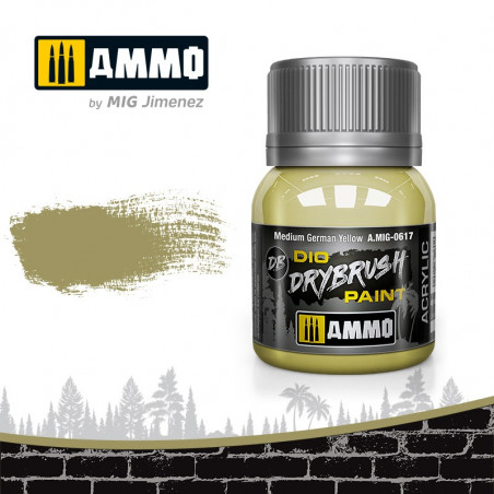 Dio Drybrush paint Ammo Medium German Yellow A.MIG-0617