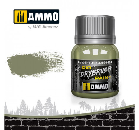 Dio Drybrush paint Ammo Light Olive Green A.MIG-0608