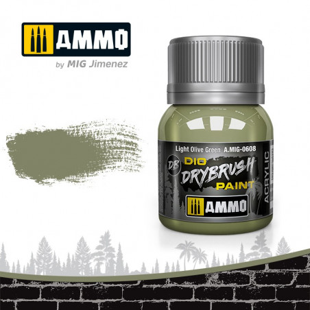 Dio Drybrush paint Ammo Light Olive Green A.MIG-0608