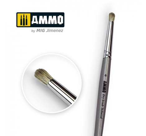 Pinceau brosse pour brossage à sec (dry brush) Ø6 A.MIG-8702