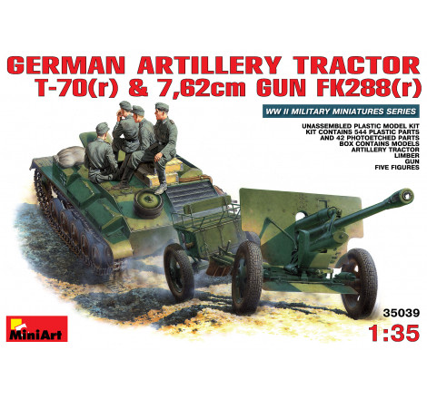 MiniArt German Artillery Tractor T-70(r) & 7,62cm Gun FK288(r) 1:35