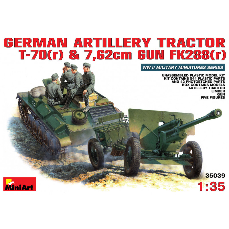 MiniArt German Artillery Tractor T-70(r) & 7,62cm Gun FK288(r) 1:35