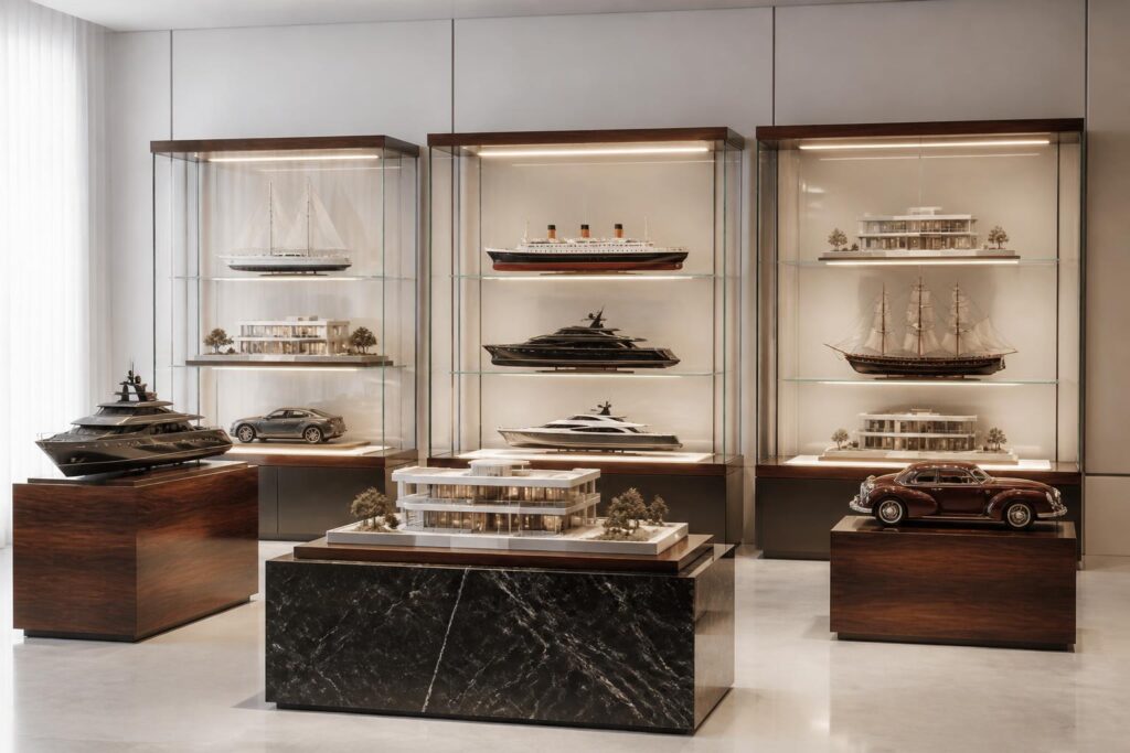 Mettre en valeur sa collection : vitrines, socles et présentation des maquettes