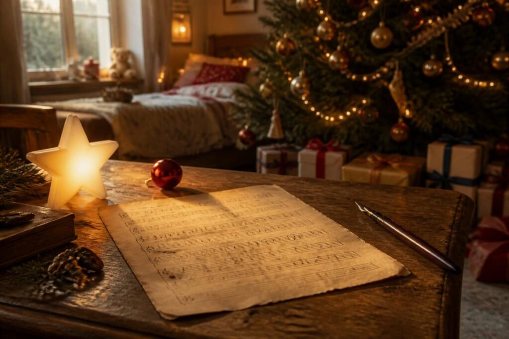 Petit papa Noël paroles originales à imprimer avec partition