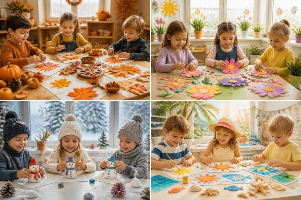 découvrez des idées faciles d'activités manuelles en maternelle adaptées à chaque saison pour stimuler la créativité et le développement des tout-petits.