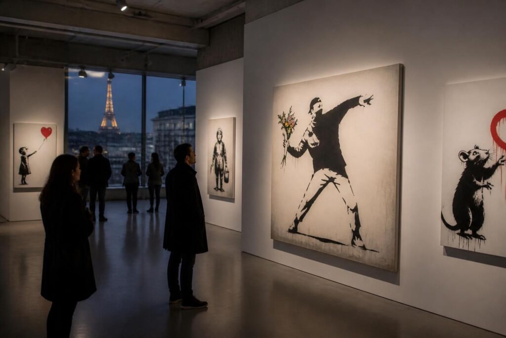 découvrez les œuvres emblématiques de banksy, explorez les mystères autour de son identité et trouvez toutes les informations sur ses expositions à paris.