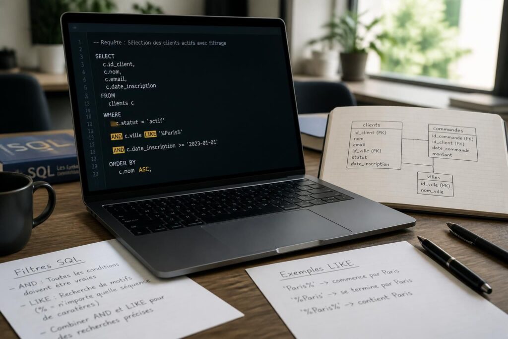 découvrez comment utiliser les opérateurs and et like en sql pour affiner vos requêtes et obtenir des résultats précis dans vos bases de données.