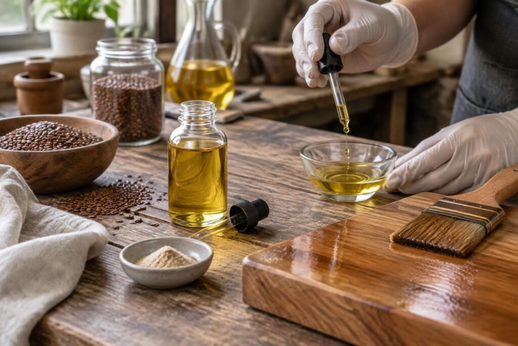 découvrez comment choisir un siccatif naturel adapté à l’huile de lin, le doser et l’utiliser pour accélérer le séchage tout en préservant le fini.