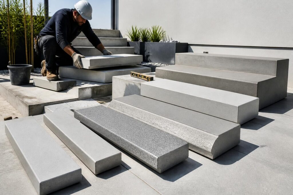 découvrez notre guide complet sur les marches préfabriquées en béton : tarifs, différents modèles disponibles et conseils d'installation pour vos escaliers.