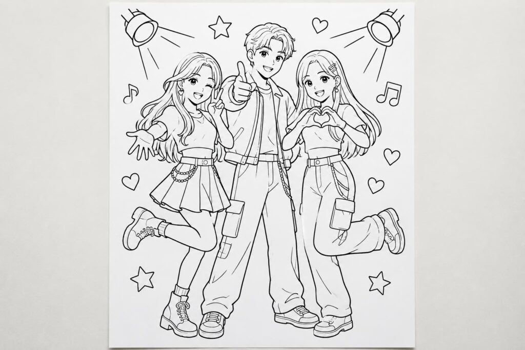 Dessin K Pop facile à colorier et à imprimer pour tous les fans