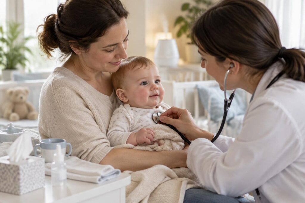 rhinopharyngite chez le bébé : symptômes, traitements adaptés, remèdes naturels et signes d’alerte pour savoir quand demander un avis médical.