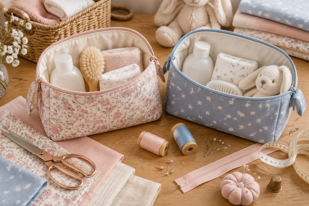 Trousse de toilette bébé : modèles fille, garçon et conseils couture